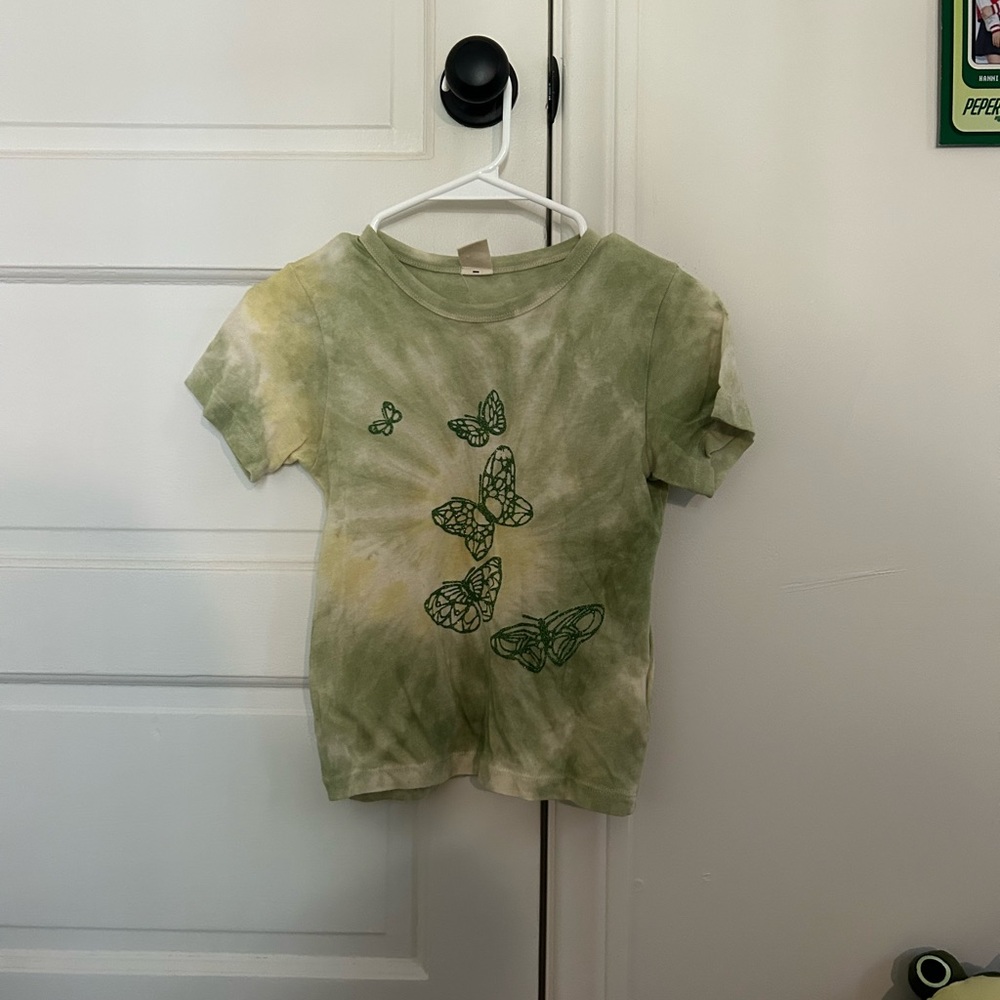 Green Glitter Butterfly Tie-Dye Tee